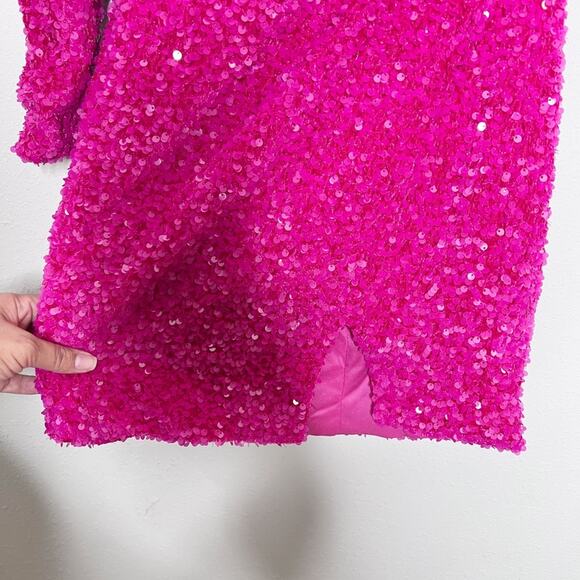 Berlinnova Sexy Glitter One-Shoulder Sequin Minidress Pink Size 4 - Picture 4 of 9